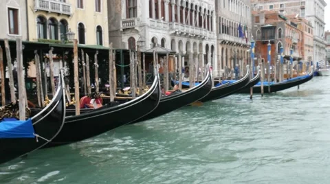Docked Gondolas Stock Footage 56839254