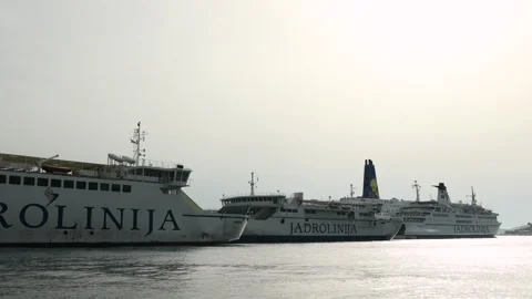Docked Jadrolinija Ferry Boats. Split, Croatia. Stock Footage 243835532