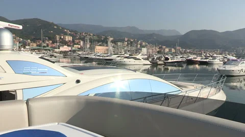 Docked luxury yachts Stock Footage 32324656