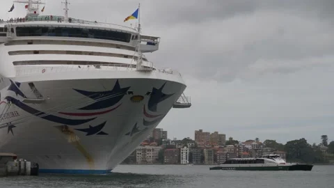 Docked P and O Pacific Explorer in Sydney shortly before Covid outbreak Stock Footage 159181213