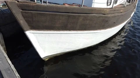 Docked ship bow at harbour Stock Footage 140248003