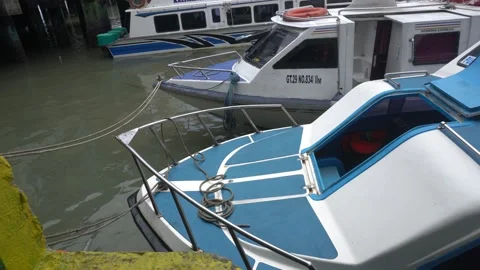 Docked speedboat Stock Footage 238061031