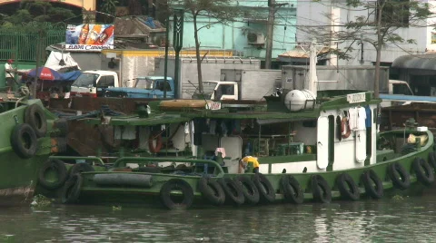 Docked Tugboat Video stock 311575