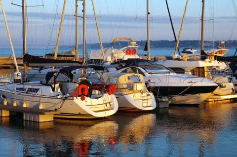 Docked yachts Stock Photos