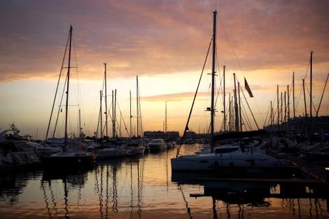 Docked yachts Stock Photos