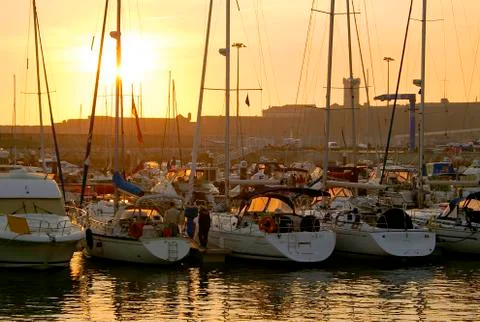 Docked yachts Stock Photos