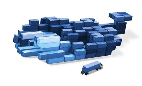 Docker cloud concept - whale made of container Stock Photos