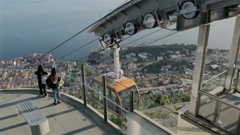 Docking ascending cable car at Dubrovnik upper station, Croatia, 4k Video stock 274456432