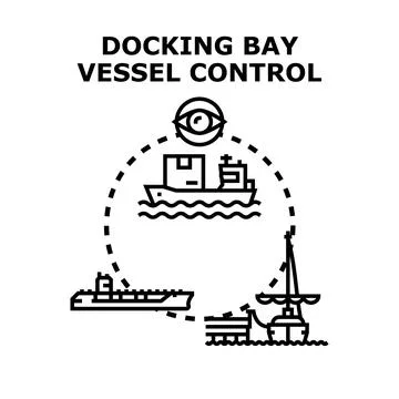 Docking bay vessel control concept vector illustration Illustrazione stock