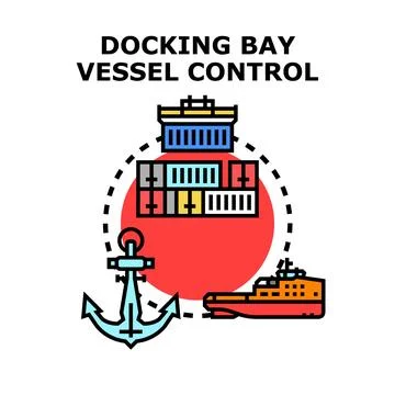 Docking bay vessel control concept in maritime operations Stock Illustration