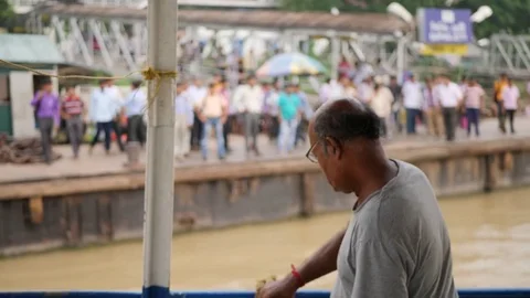 Docking A Big Boat, Water Transport in India, 4K Stock Footage 83361553