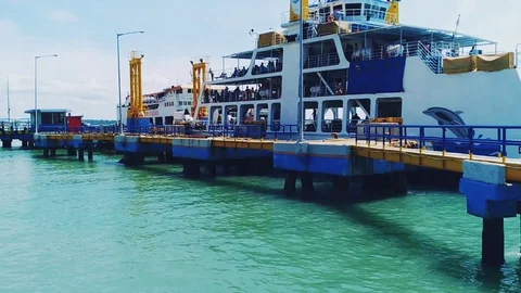 Docking ferry  Stock Footage 128563266