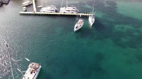 Docking Sailing Boats Top View 4K Video Stock Footage 149107515