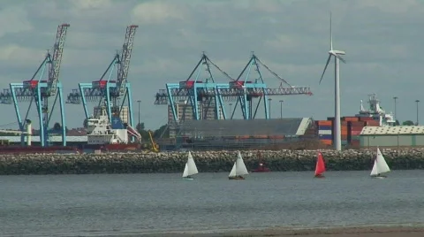 Dockland cranes2 Stock Footage 285587