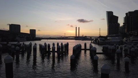 Docklands, Melbourne sunset Stock Footage 102025623