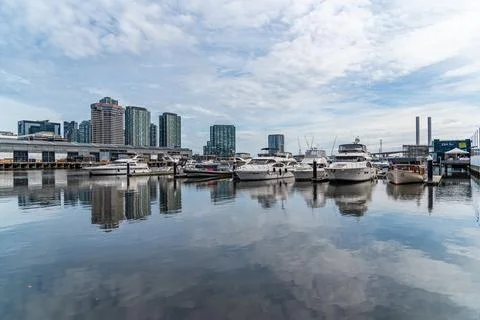 Docklands is a modern harbour development dominated by high-rises and popul.. Stock Photos