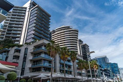 Docklands is a modern harbour development dominated by high-rises and popul.. Foto stock