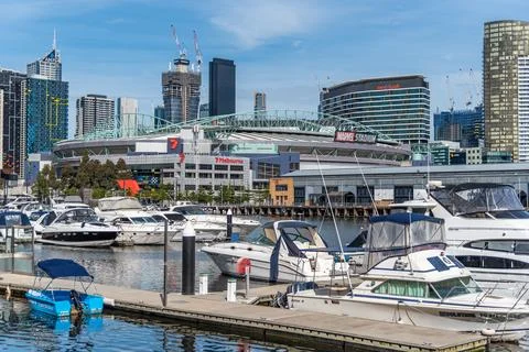 Docklands is a modern harbour development dominated by high-rises and popul.. Stock Photos