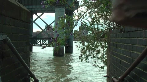 Docklands river thames staircase Stock Footage 8776734