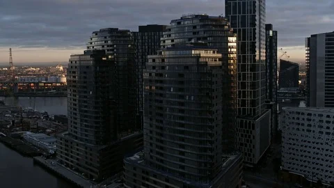 Docklands at Sunrise Stock Footage 78677465