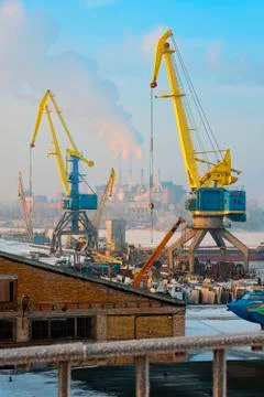 Docks and cranes Stock Photos