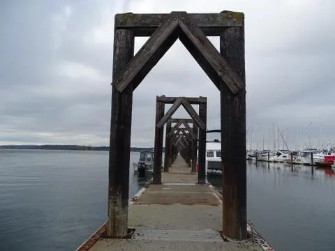 Docks Harbor front view Stock Photos