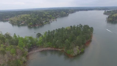 Docks on Lake Drone Stock Footage 115654595