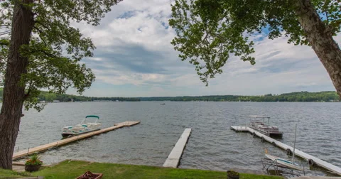 Docks on Lake Timelapse between Trees Stock Footage 57753385