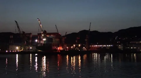 Docks at Night Stock Footage 45130392