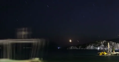 Docks at Night Time Lapse 4K Stock Footage 31952034