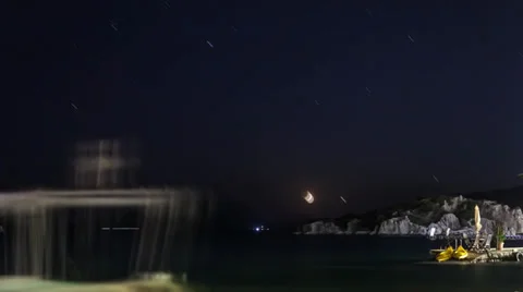 Docks at Night Time Lapse Stock Footage 31969343