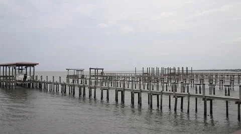 Docks in the ocean at Lighthouse District in Kemah Texas. Stock Footage 66245587