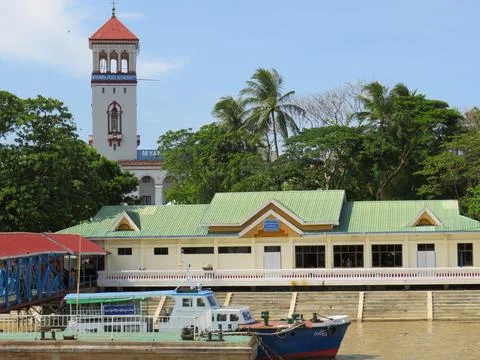 The docks on the Yangon River in Myanmar Foto stock