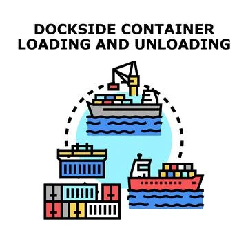 Dockside container loading unloading global logistics concept Stock Illustration