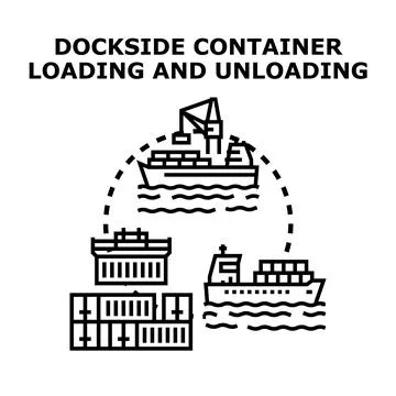 Dockside container loading unloading global logistics concept 스톡 일러스트