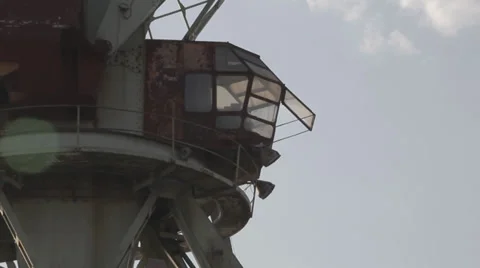 Dockside crane cabin Stock Footage 38085702