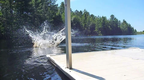 Dockside Flip into Lake 1 Stock Footage 27246002