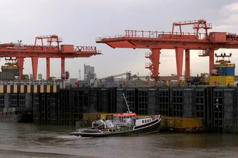 Dockside Gantry Cranes Stock Photos