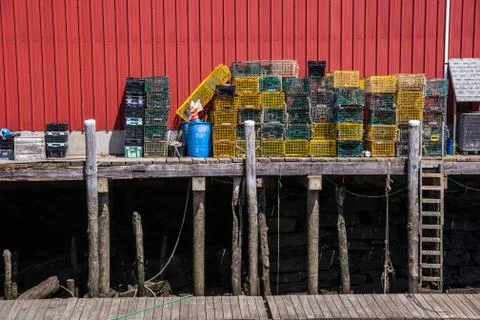 Dockside Lobster Traps Stock Photos