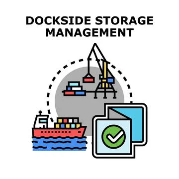 Dockside storage management for global logistics operations Stock Illustration