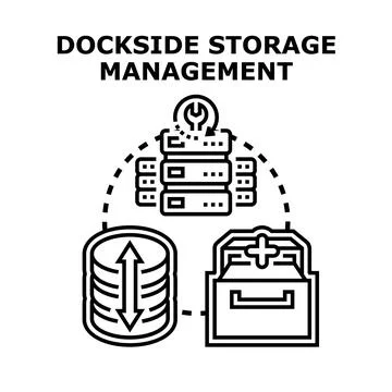 Dockside storage management illustrating data processing and optimization Stock Illustration