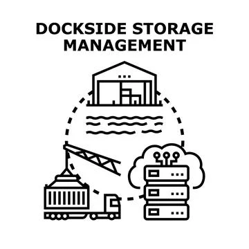 Dockside storage management system connecting logistics operations Stock Illustration