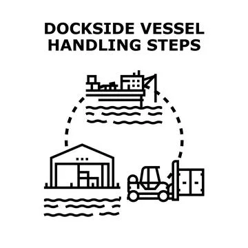 Dockside vessel handling steps logistics pictogram Иллюстрация