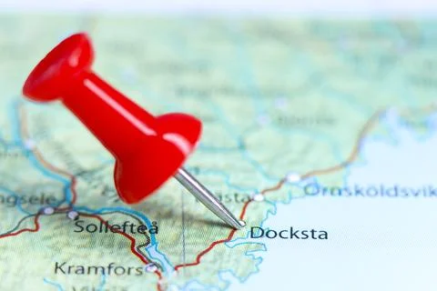 Docksta, Sweden pin on map Stock Photos