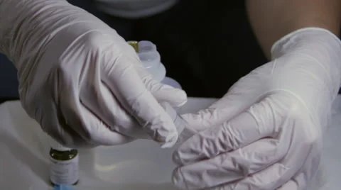 Doctor Adding Reagents To A Test Tube, Laboratory, Investigation, Detail Stock Footage 46001336