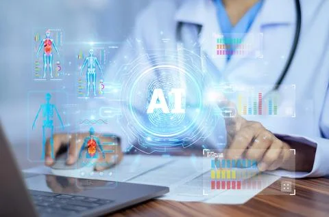 Doctor AI data enhances precision in diagnosing patient conditions, leading.. Stock Photos