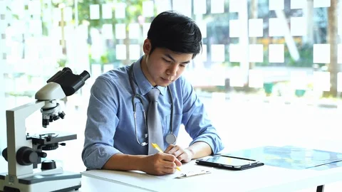 Doctor analysising and checking examining viral infection or pneumonia lesion Stock Footage 127246247
