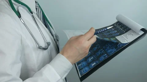 The doctor analyzes the data Stock Footage 89832217