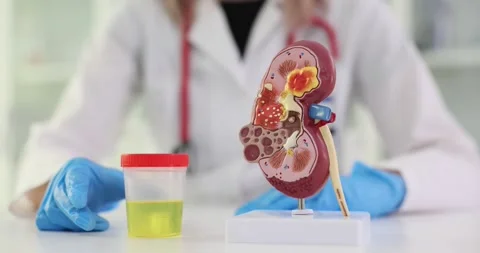 Doctor analyzes urine sample using a microscope in laboratory Stock Footage 281088952