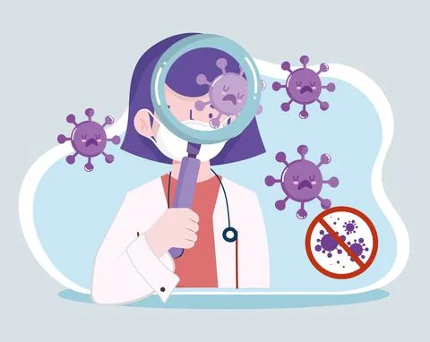 Doctor analyzing covid Stock Illustration